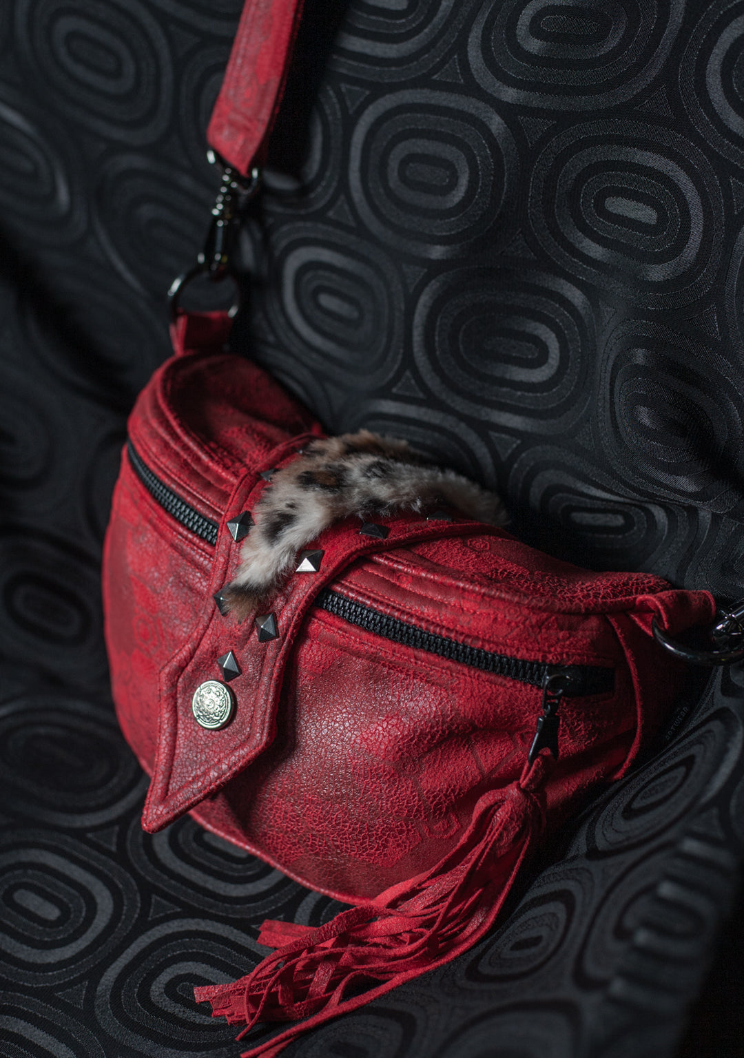 Hand Bag / Fake Leather Leopard Fur - Scarlet SHAMANKA